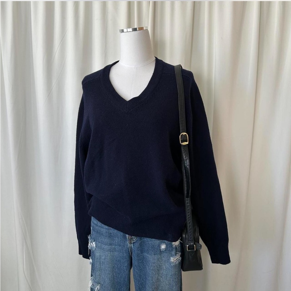 Vintage 1990s Heather & Tweed Wool V-Neck Sweater Dark Academia Preppy style M